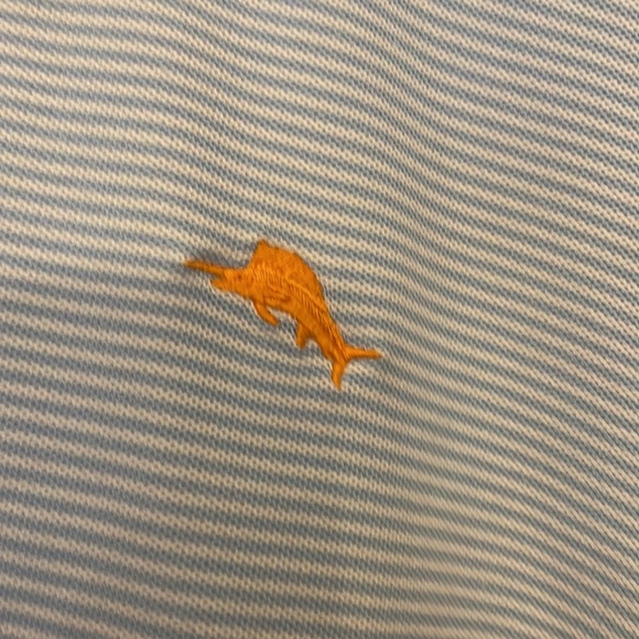 Mens Tommy Bahama Polo shirt. Size Large. Light blue with stripes - Picture 2 of 4